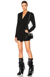 Saint Laurent Ruffle Front Mini Dress In Black
