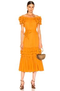 Marissa Webb Elio Crepe Midi Dress In Orange