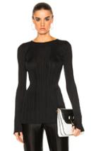 Calvin Klein Collection Elodie Variegated Rib Long Sleeve Tee In Black