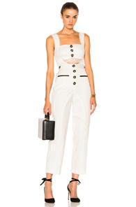 Self-portrait Button Cut-out Jumpsuit In White