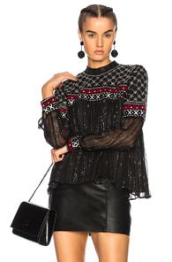Dodo Bar Or Gilda Top In Black,geometric Print,metallics,red