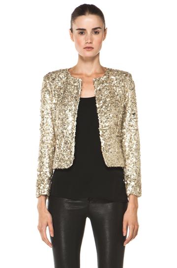 Alice + Olivia Brianna Open Front Sequin Jacket In Metallics