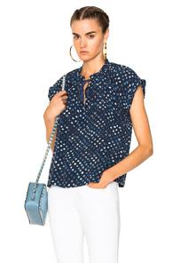 Ulla Johnson Silk Djuna Top In Blue,geometric Print
