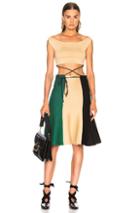 Jw Anderson Rustic Tricolor Dress In Green,neutrals
