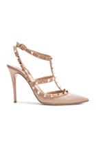 Valentino Rockstud Patent Leather Slingbacks T.100 In Neutrals