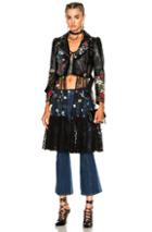 Alexander Mcqueen Printed Leather Motorcycle Jacket In Black,floral