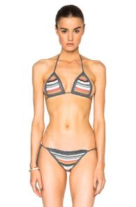 She Made Me Dhari Triangle Bikini Top In Gray,stripes