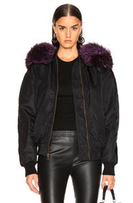 Mr & Mrs Italy Quilt Lining Jacket With Silver Fox Fur In Black