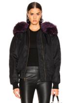 Mr & Mrs Italy Quilt Lining Jacket With Silver Fox Fur In Black