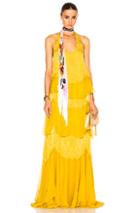 Roberto Cavalli Woven Maxi Dress In Yellow
