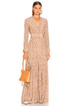 Rebecca De Ravenel Bell Sleeve Patio Dress In Floral,neutral,orange