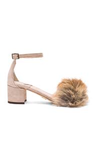Brother Vellies Fwrd Exclusive Dhara Tufted Fox Fur Sandals In Neutrals