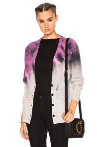 Raquel Allegra Deep V Cardigan In Purple,ombre & Tie Dye