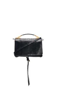 Stella Mccartney Small Snakeskin Embossed Shoulder Bag In Black,animal Print