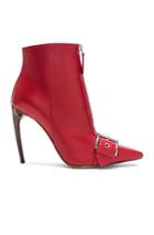 Alexander Mcqueen Zip Front Leather Booties In Red