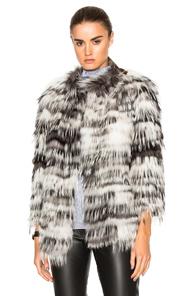 Yves Salomon Fox Fur Jersey Jacket In Gray,abstract