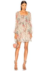 Zimmermann Bayou Flare Short Dress In Gray,floral