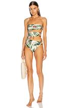 Adriana Degreas X Cult Gaia Tropical One Shoulder Swimsuit With Hoops In Green,tropical