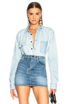 Saint Laurent Oversized Chambray Shirt In Blue