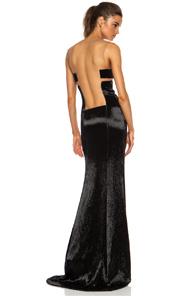 Kaufmanfranco Liquid Glass Column Gown In Black,metallics