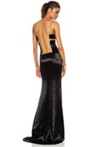 Kaufmanfranco Liquid Glass Column Gown In Black,metallics