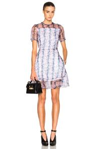 Carven Organza Floral Mini Dress In Purple,white,floral