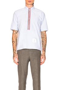 Thom Browne Zip Up Pull Over Shirt In Blue