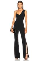 David Koma Asymmetrical Shoulder Jumpsuit In Black