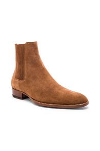 Saint Laurent Suede Wyatt 30 Chelsea Boots In Brown