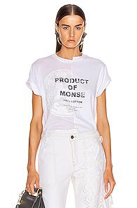 Monse Split Louise Lace Printed Tee In White