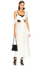 Proenza Schouler One Shoulder Long Ruffle Dress In Black,white