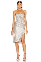 Jonathan Simkhai Plisse Lame Ruffle Dress In Metallic