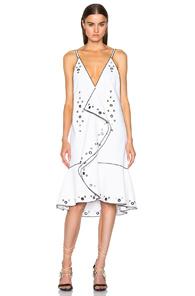 Proenza Schouler Drop Waist Ruffle Dress In White