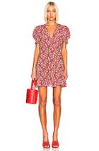 Saloni Lea Wrap Dress In Floral,pink,red