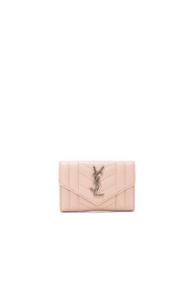 Saint Laurent Small Monogramme Envelope Wallet In Neutrals
