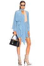 Fendi Crepe De Chine Long Sleeve Mini Dress In Blue