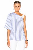 Msgm One Shoulder Top In Blue,stripes