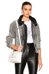 Saint Laurent Denim Short Parka In Gray