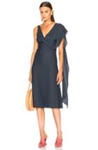 Sies Marjan Etta Marocain Drape Front Dress In Blue