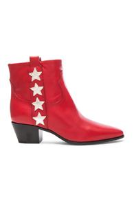 Saint Laurent Rock Leather Boots In Red