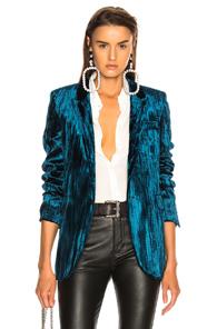 Saint Laurent Velvet Blazer In Blue