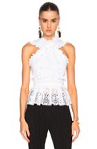 Oscar De La Renta Eyelet Peplum Blouse In White