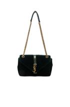Saint Laurent Medium Velvet Chain Bag In Green