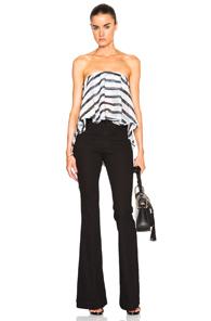 Nicholas Cascade Frill Bustier Top In Stripes,black,white