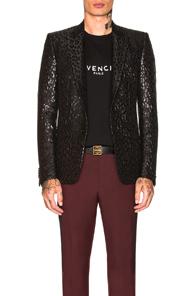 Givenchy Leopard Poly Lurex Jacket In Animal Print,black