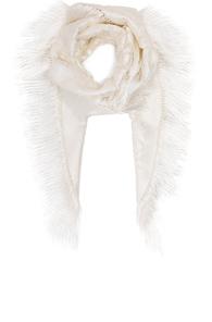 Balenciaga Embroidered Fringe Scarf In White