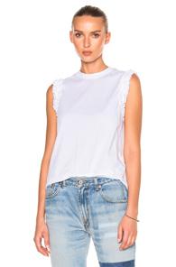 Victoria Victoria Beckham Ruffle Sleeveless Tee Shirt In White
