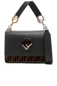 Fendi Logo Flap Bag In Black,neutral