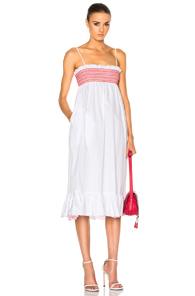 Lisa Marie Fernandez Smocked Slip Dress In White