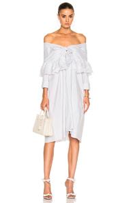 Isa Arfen Ruffle Knot Mini Dress In Blue,stripes,white